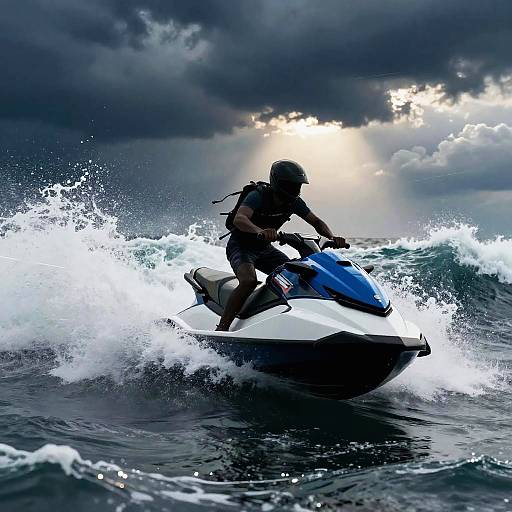 Stormy Jet Skier Digital Illustration
