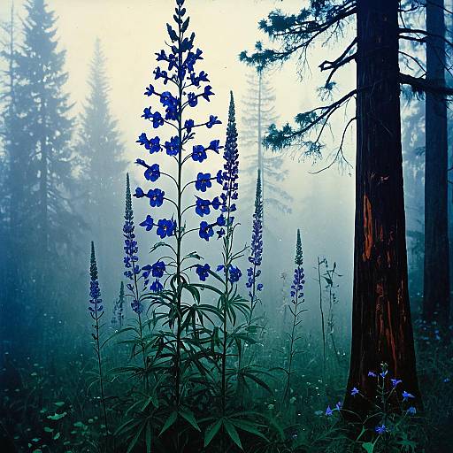 Fogbound Larkspur and Redwood Dream