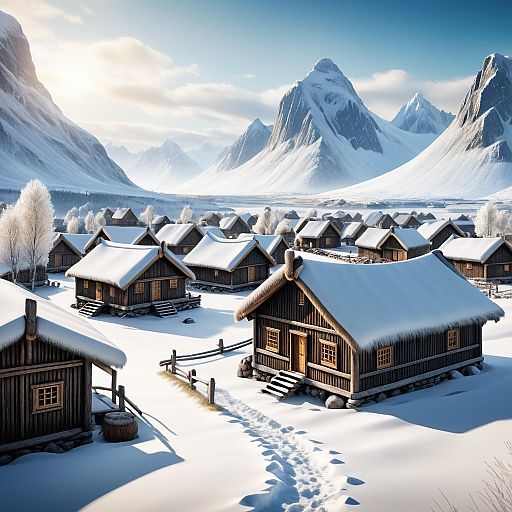 Immersive Nordic Viking Village in Tundra Immersive Nordic Viking Village in Tundra