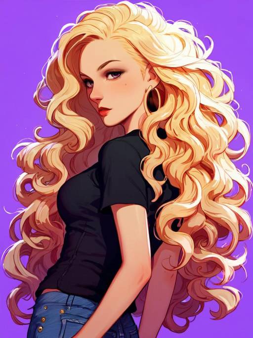 Blonde Girl with Purple Eyes and Jewelry