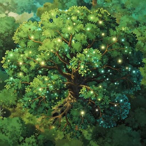 Ethereal Glowing Tree Aerial View