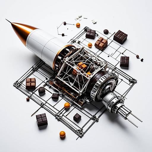 Stocky Diagrid Rocket Knolling Deconstruction