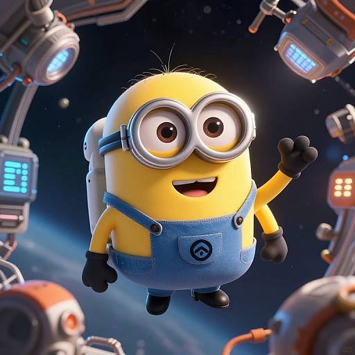 Cheerful Astronaut Minion in Space