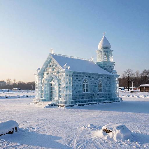 Frozen Winter Ice Chapel at Dawn
