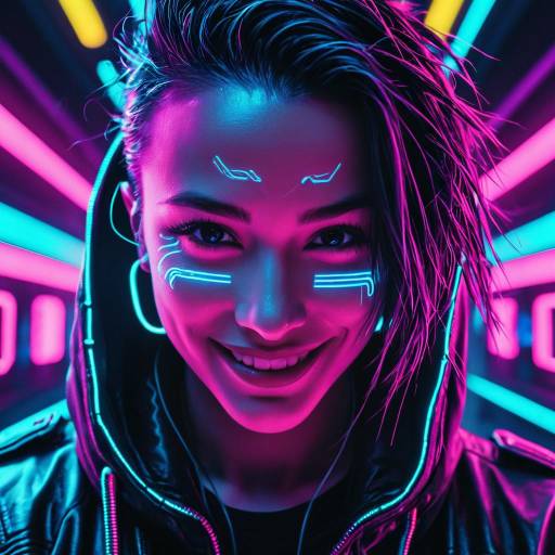 Cyberpunk Hacker Neon Portrait