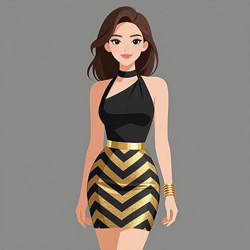 Elegant Woman in Black Evening Wear