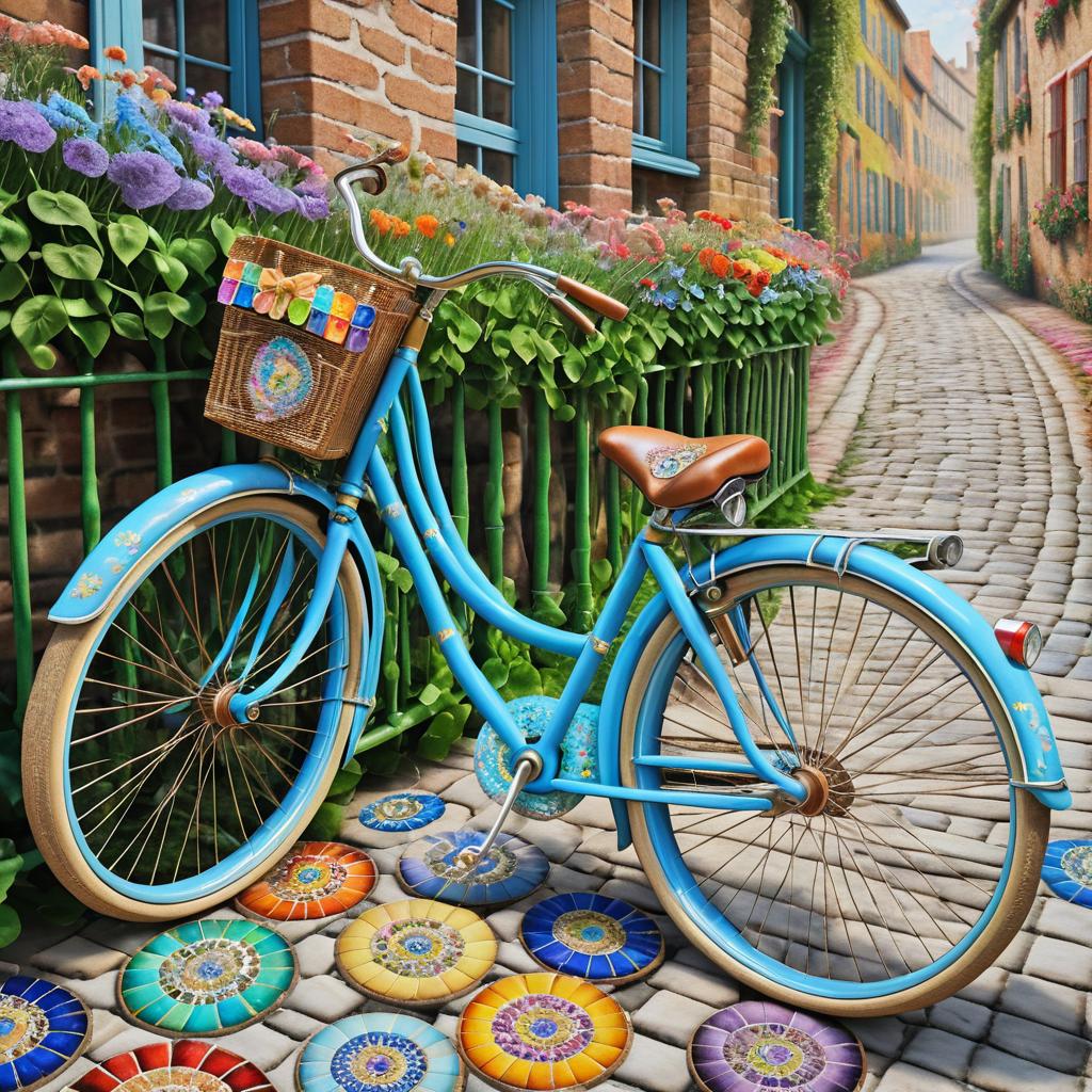 Whimsical Vintage Bicycle on Cobblestones