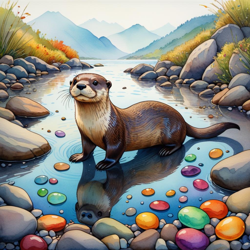 Vibrant River Otter Character Sheet Art