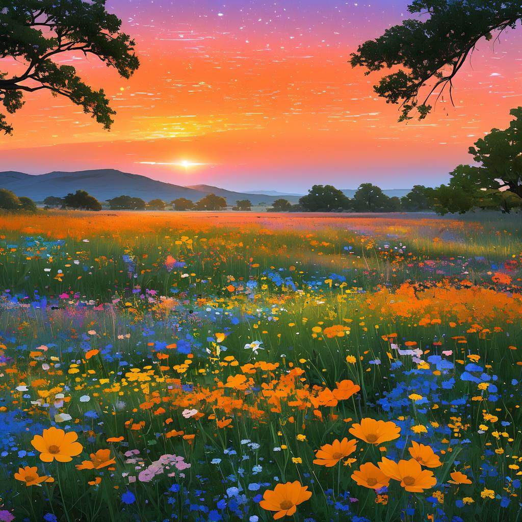 Luminous Oasis: Wildflower Evening Serenity