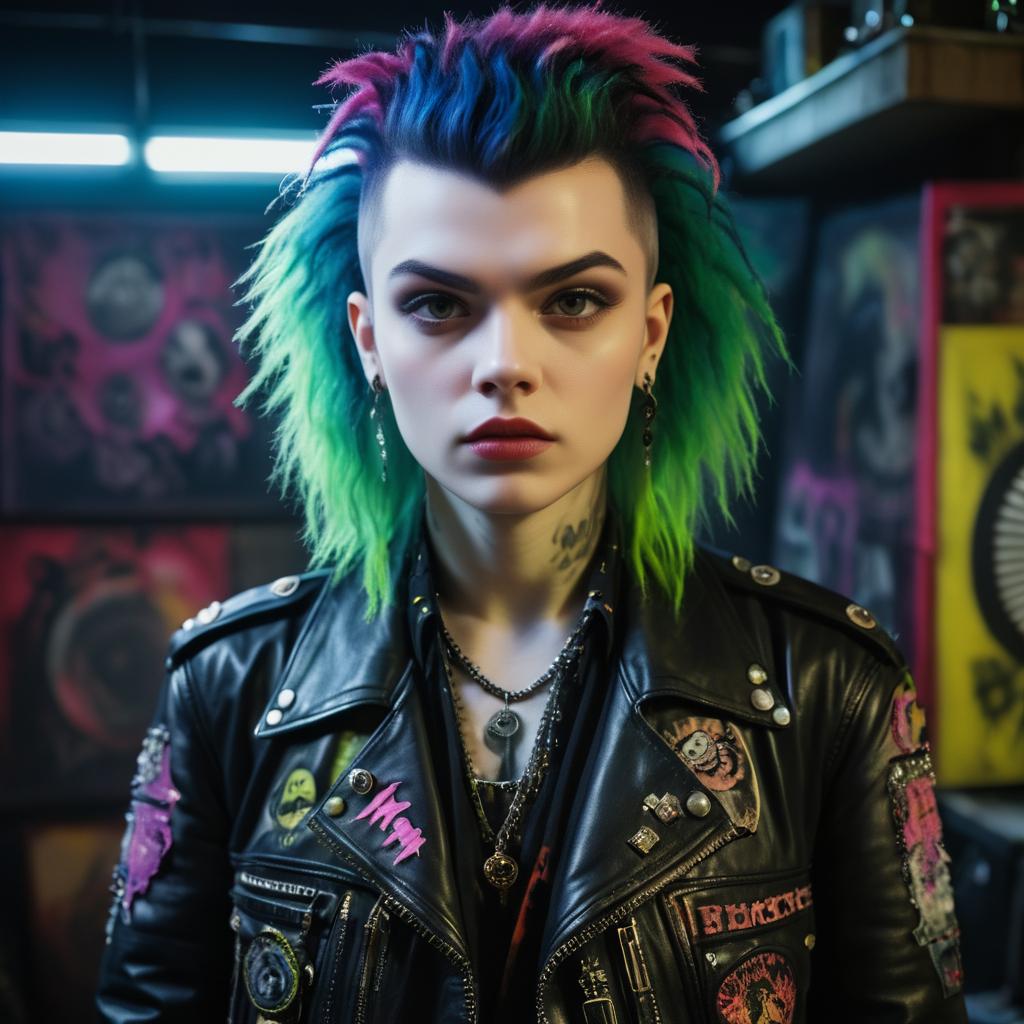 Punk Rock Musician in Vintage Horror Style