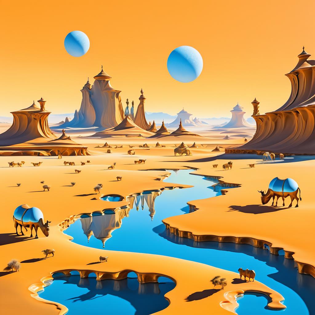 Surreal Desert Dreamscape in Dalí's Style