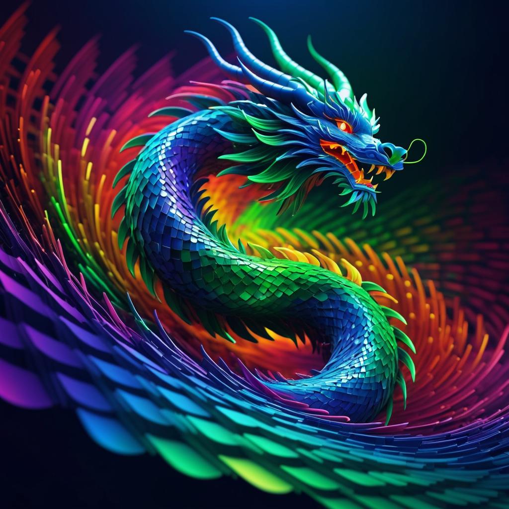 Vibrant Digital Dragon in 8K Detail