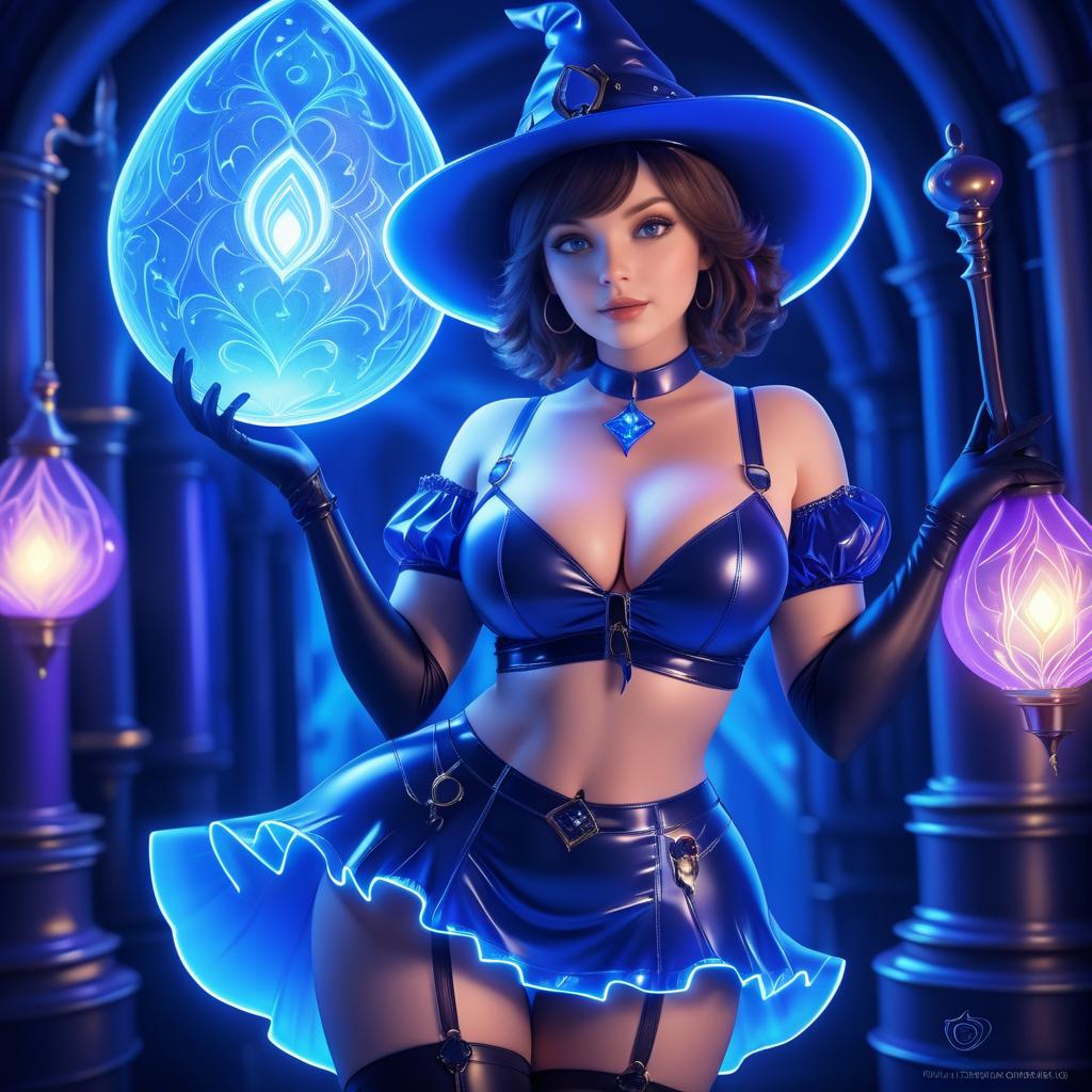 Curvy Witch in Vibrant Blue Tones