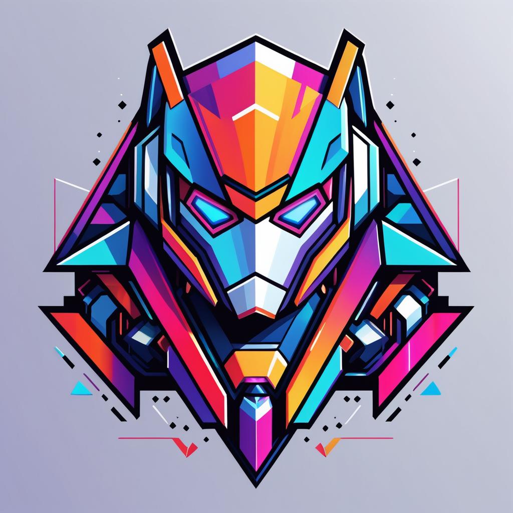 Geometric Mechashot Robot Sticker Art