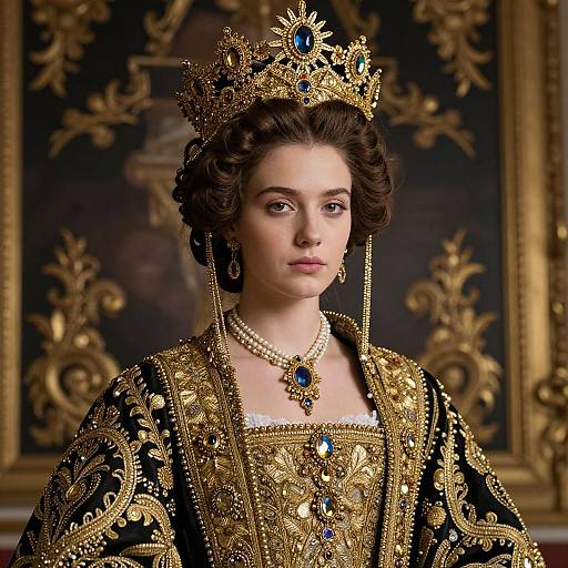 Regal Baroque Woman in Ornate Attire
