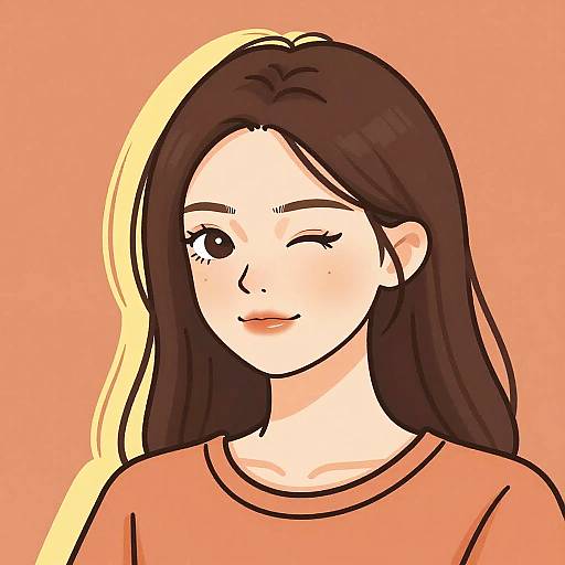 Coral Toned Winking Girl Portrait