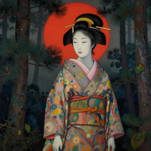 Geisha with European Features in Pines