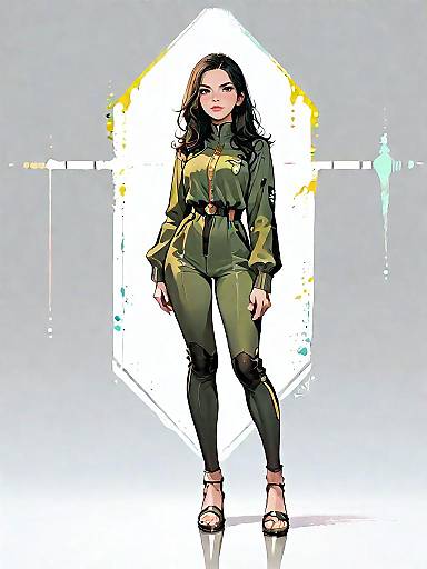 Woman in Olive Green Athleisure Jumpsuit