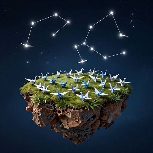 Paper Crane Army Floating Island