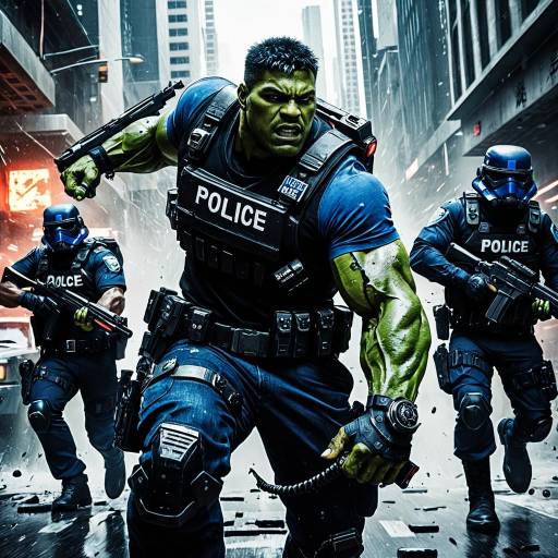 Cyberpunk Assassin vs. Police Troopers