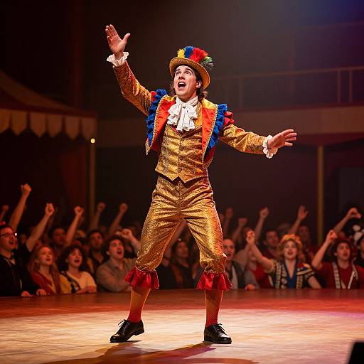 Vibrant Showman on Vintage Circus Stage