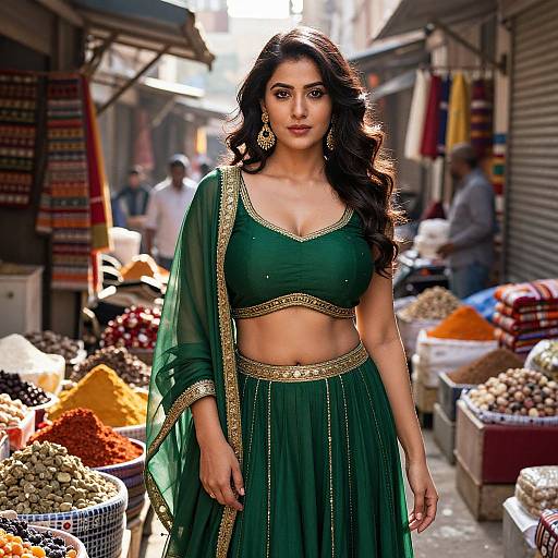 Elegant Indian Woman in Traditional Lehenga