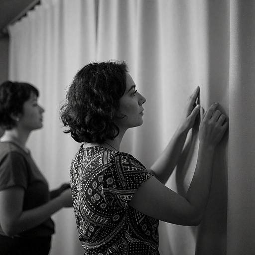 Grainy Black-and-White Profile Portrait of Woman