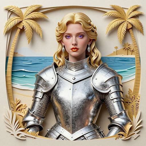 Ivory and Gold Brigandine Queen Sculpture