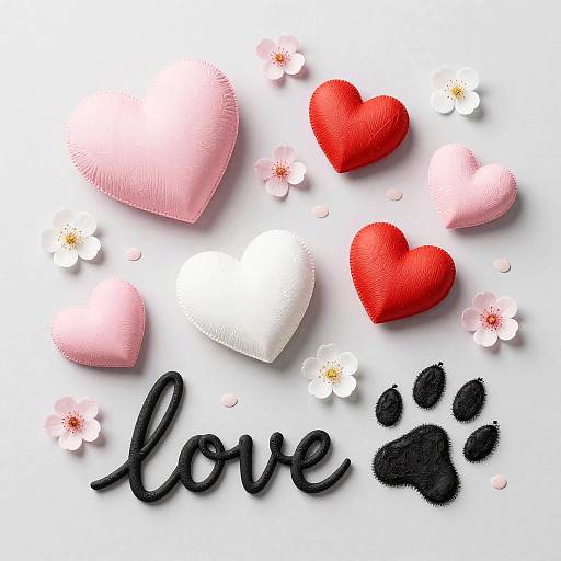 Romantic Pastel Hearts and Love Script