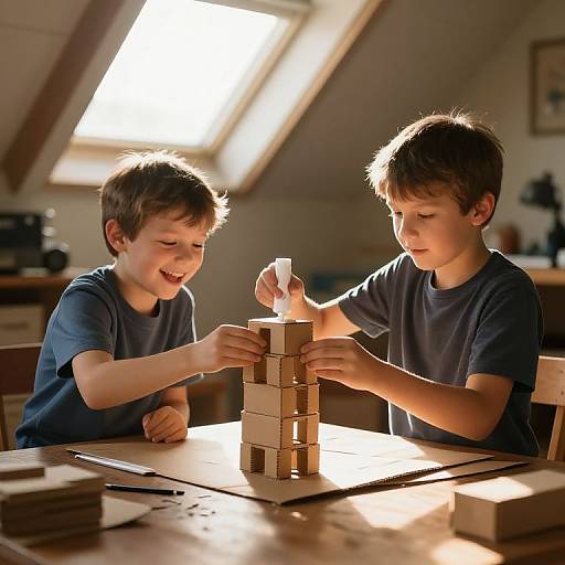 Boys Building Miniature Tower