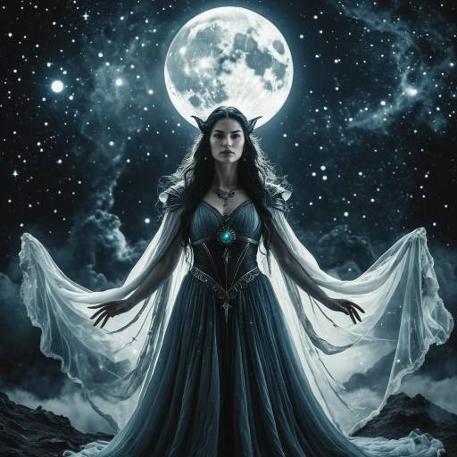 Lunar Sorceress Under Full Moon