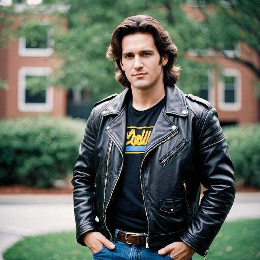 Man in 1980s Leather Jacket Outdoors