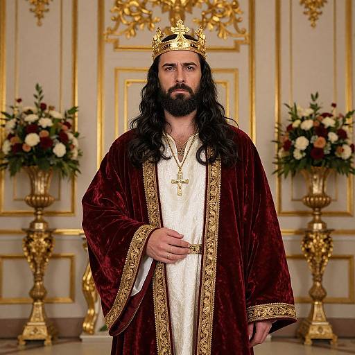 Regal Bearded Man in Ornate Room