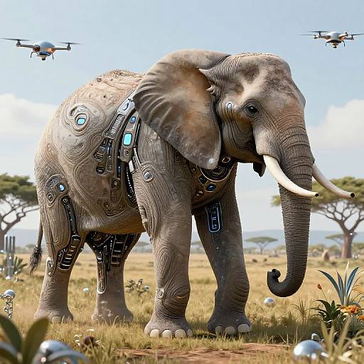 Futuristic Elephant-Robot AI Hybrid