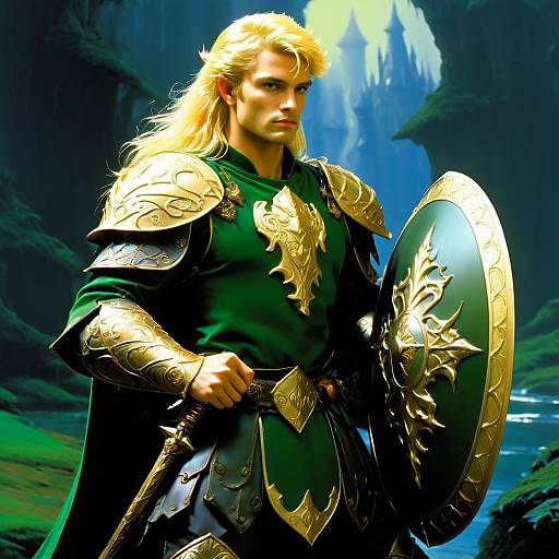 Golden-Haired Elf Prince in Fantasy Armor
