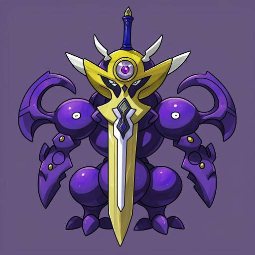 Illustration of Aegislash, pokemon in the style of Booota