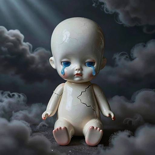 Surreal Sadness Porcelain Doll Art