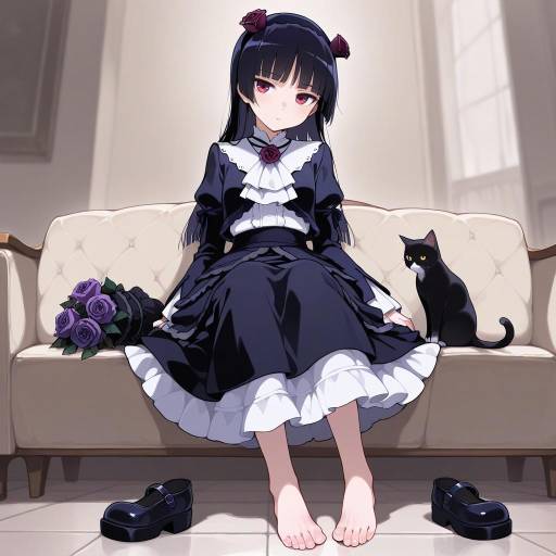 Gothic Lolita Girl with Flowers