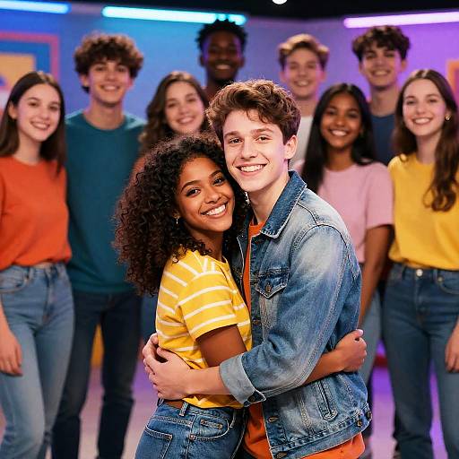 Vibrant Group of Friends Embracing Happiness