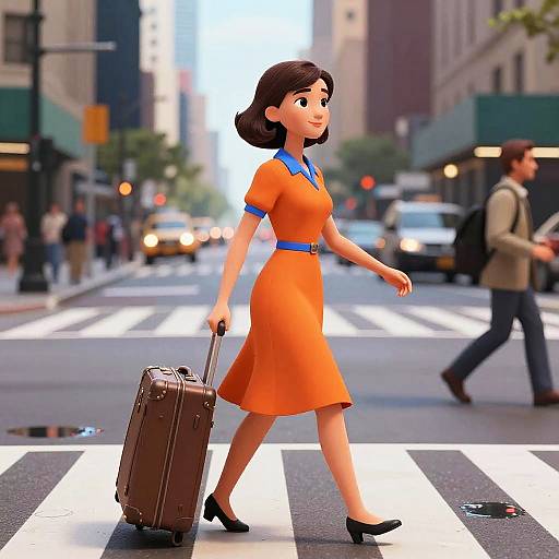 Amelia Earhart Urban Travel Scene