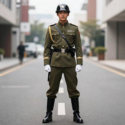 Man in Soldier Uniform with Sword