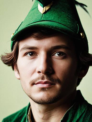 Man in Peter Pan Costume with Feathered Cap