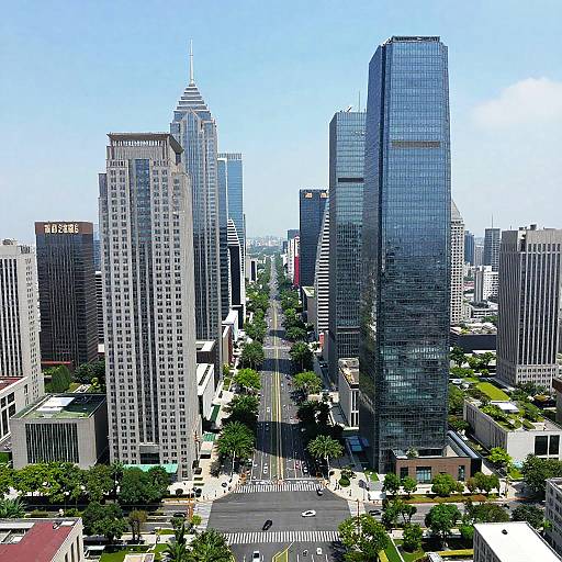 Aerial View of Modern Megacity with Skyscrapers