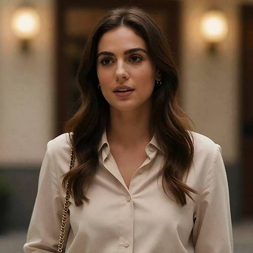 Portrait of a Stylish Woman in Beige