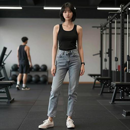 Realistic Solo Girl in Gym Attire