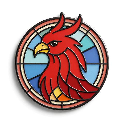 Crimson Phoenix Art Nouveau Enamel Pin