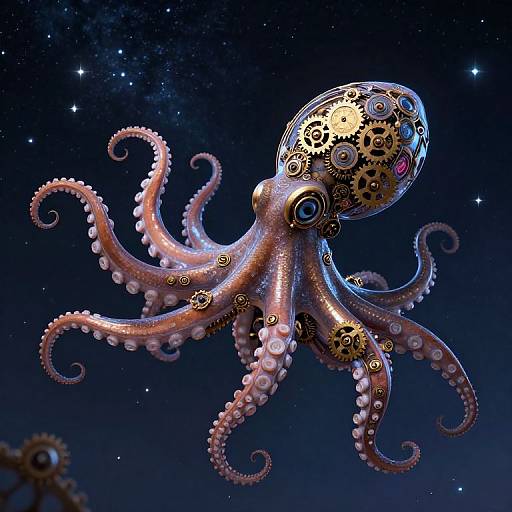 Steampunk Celestial Clockwork Octopus