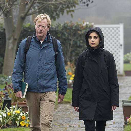 Mystical Encounter in a Foggy Garden