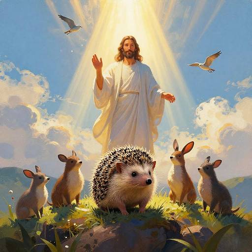 Jesus Hedgehog on Mountaintop