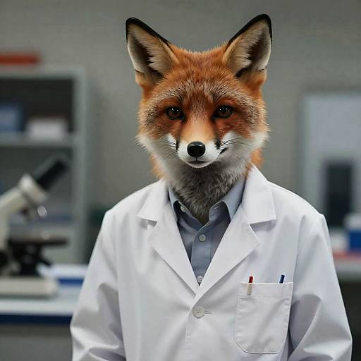 Realistic Anthropomorphic Fox Scientist Portrait